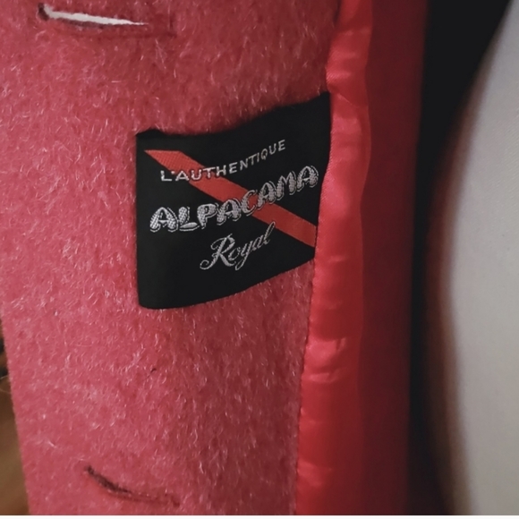 L' AUTHENTIQUE  Alpacama       Alpacama Royal Button Down Wool Long Red Coat - Picture 5 of 7